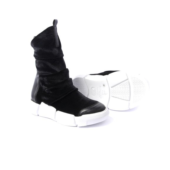 Elena Iachi Ankle Sneaker in Black Velvet Elastic - Picture 5 of 6